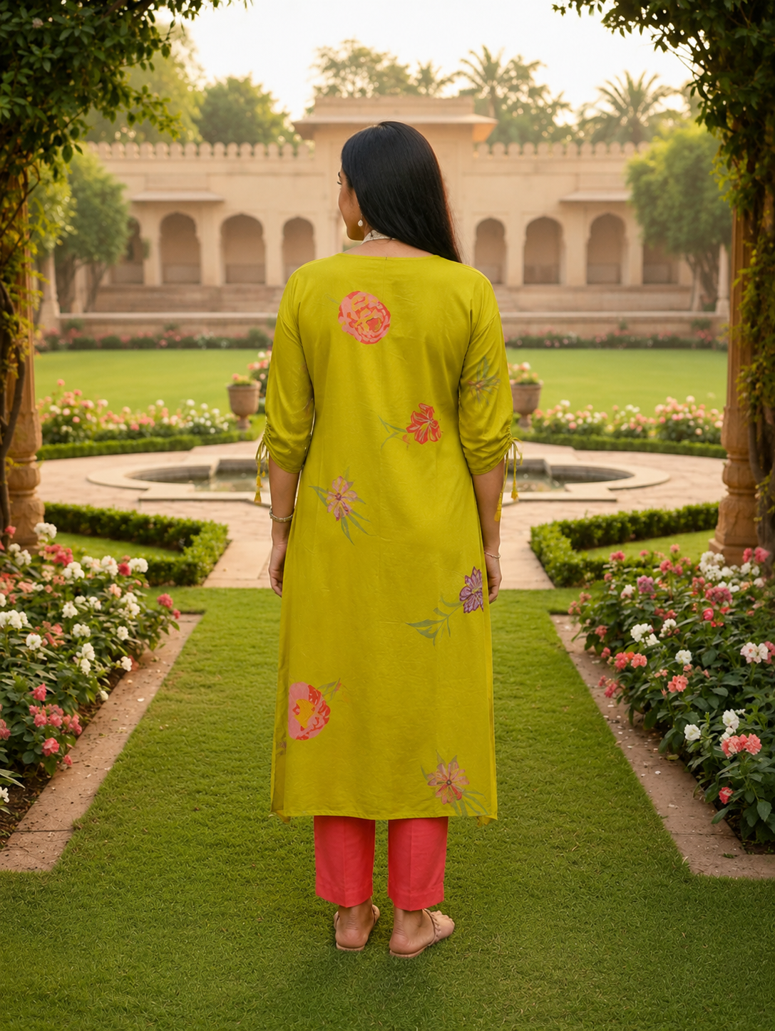 Mustard Yellow Kurti with Drawstring Detail