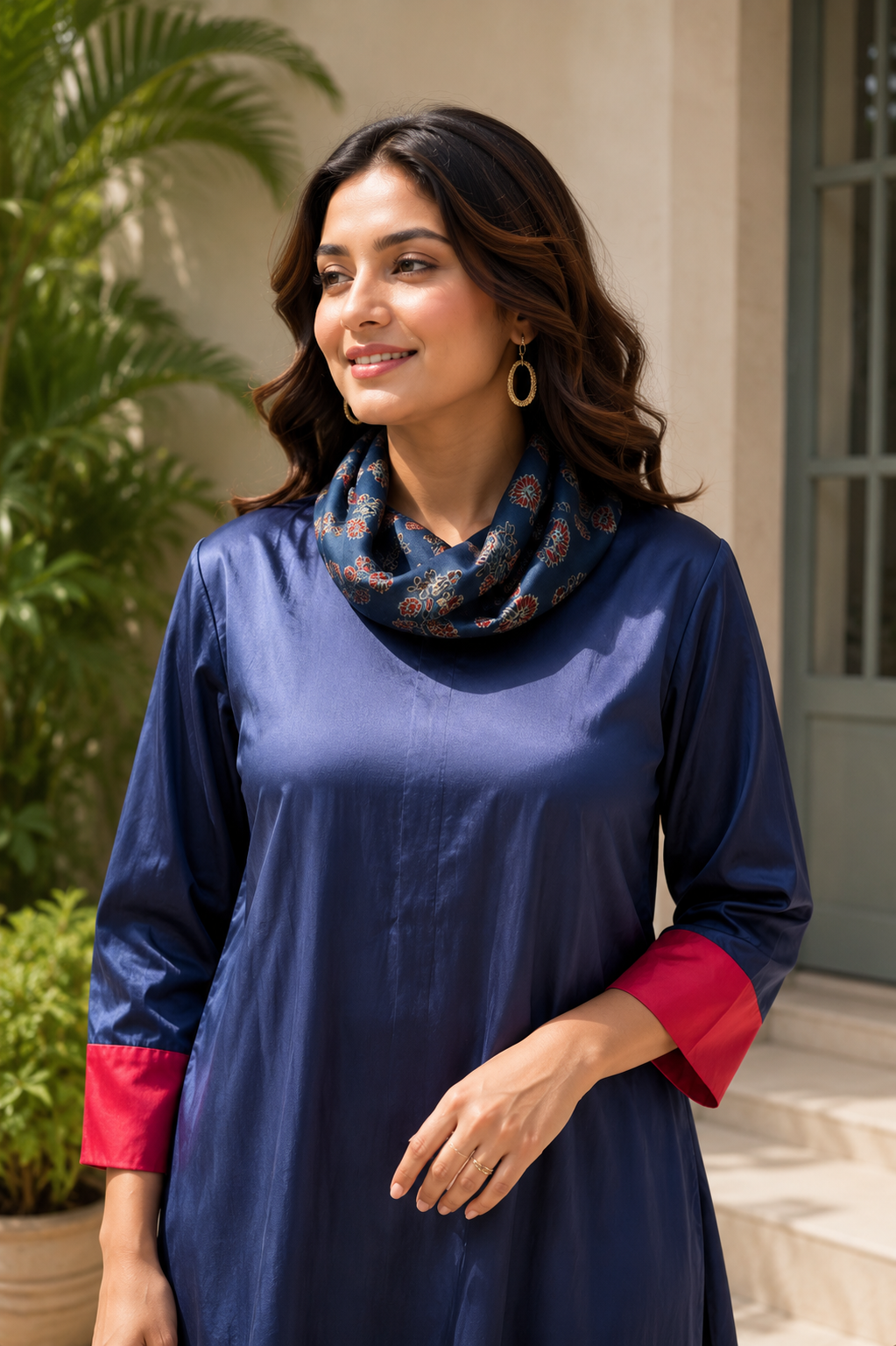 Blue to Red Ombre Kurti with Pants
