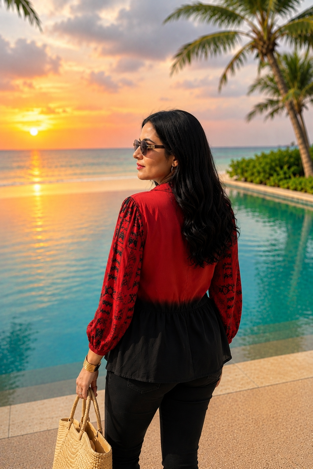 Red Ombre Printed Top