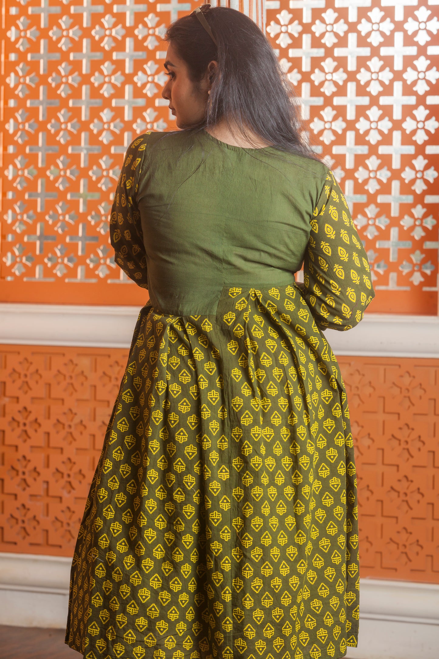 Olive Bloom Empire Dress