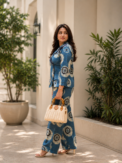 Indigo Ajrakh Hakoba Co-ord Set