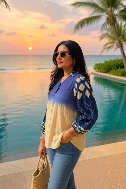 Indigo Ombre Printed Top