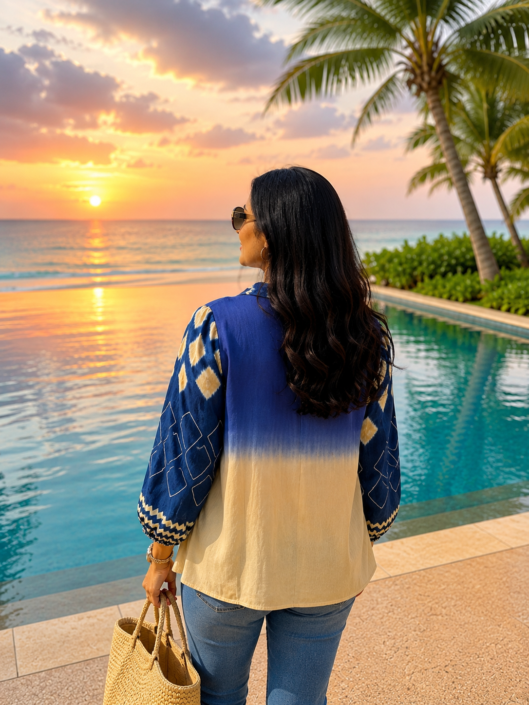 Indigo Ombre Printed Top
