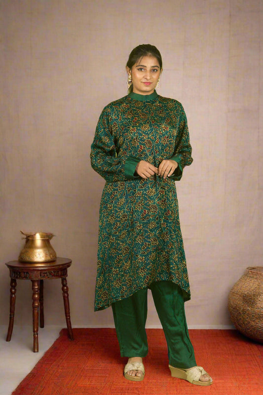 Green ajrakh block print Charm set