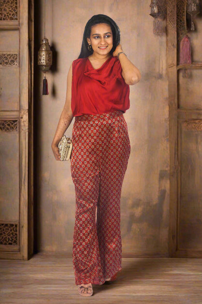 Crimson couture with hand embroidered jacket