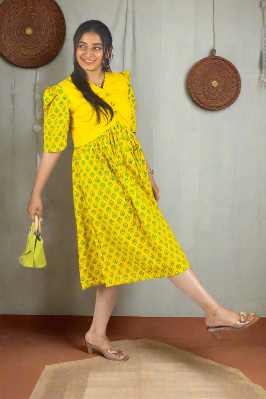 Citrus splash cotton dress