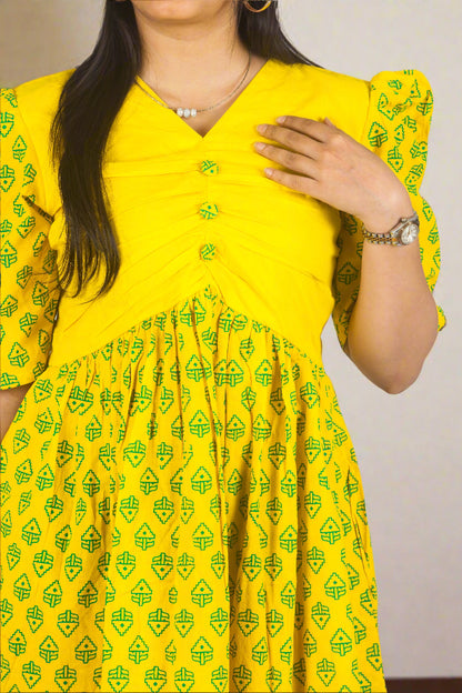 Citrus splash cotton dress