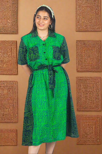 Verdant grace cotton dress