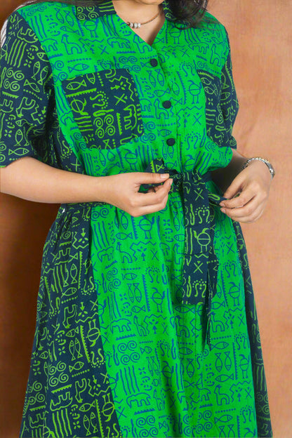 Verdant grace cotton dress