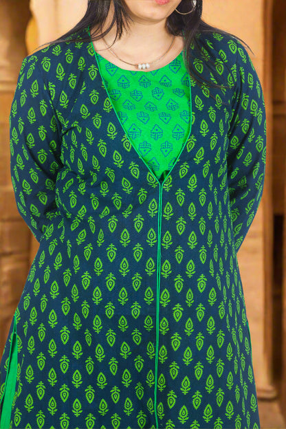 Verdant grace cotton kurti with pants
