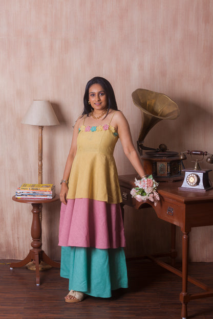 Floral Bloom Pastel Layered Dress