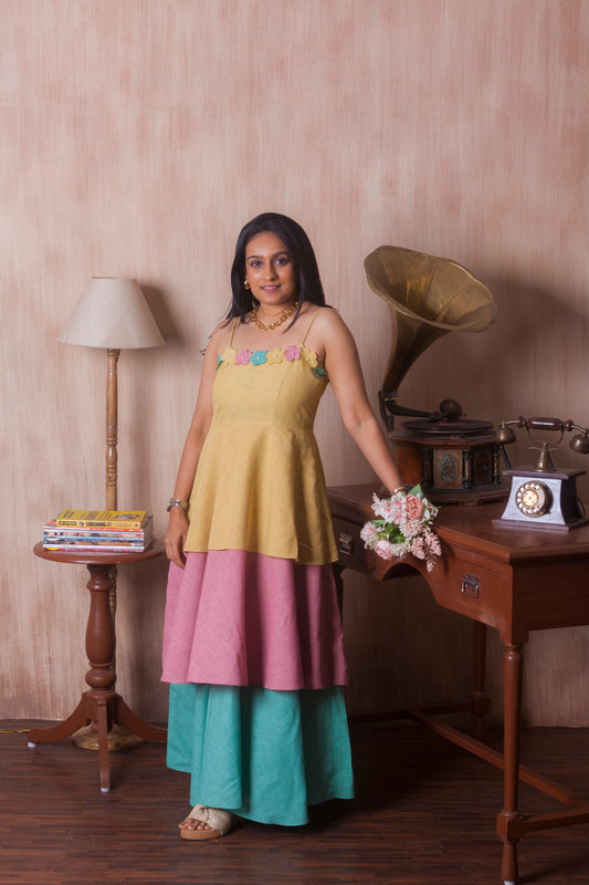 Floral Bloom Pastel Layered Dress