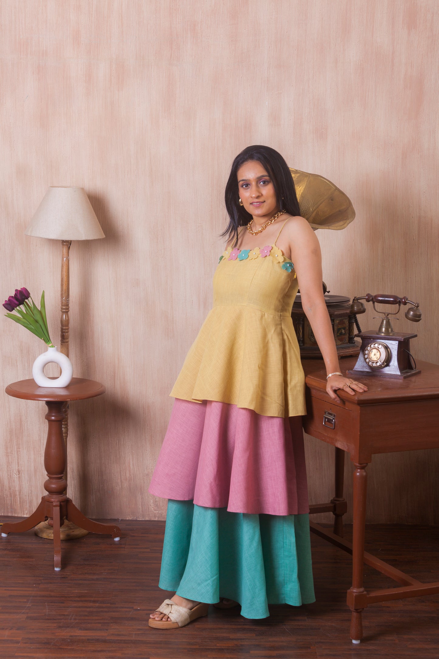 Floral Bloom Pastel Layered Dress