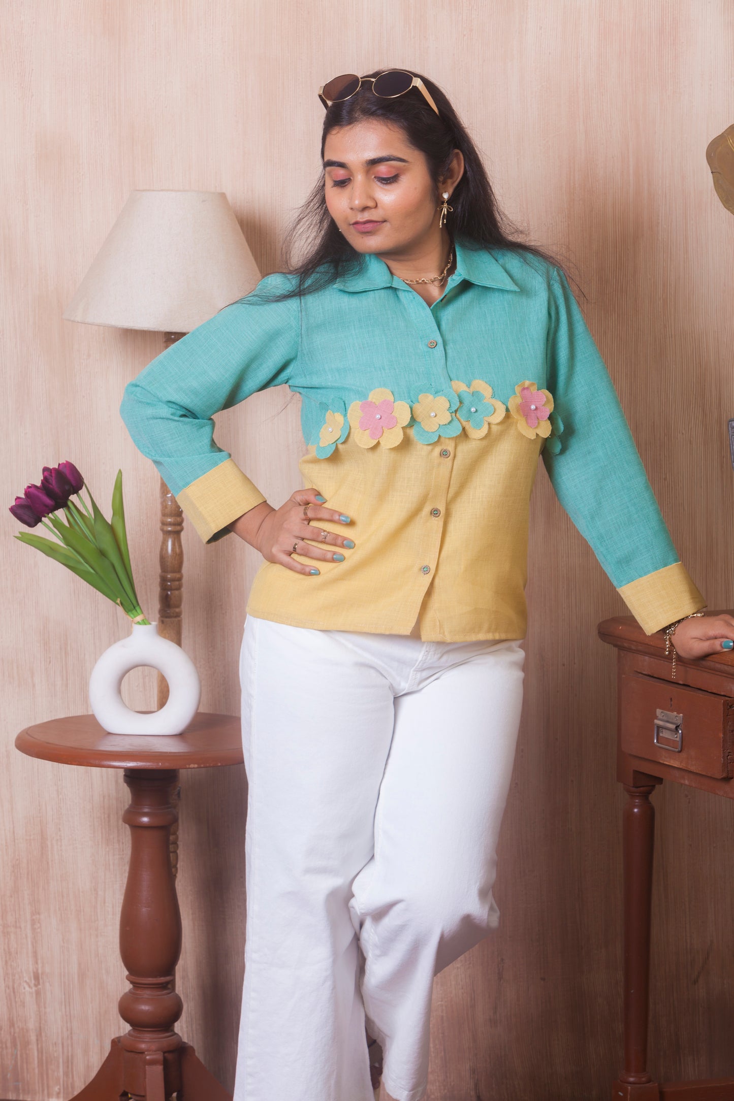 Floral Frenzy Colorblock Shirt