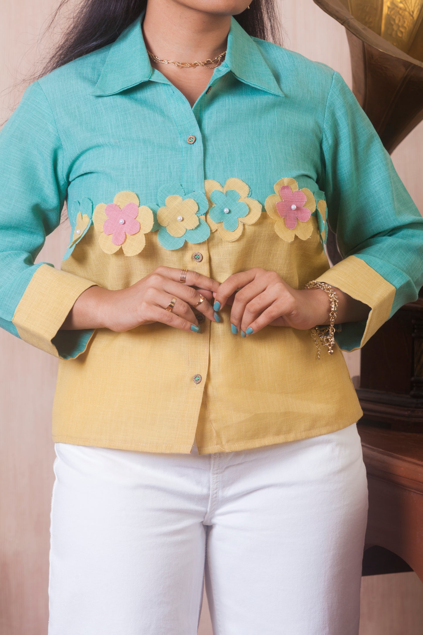 Floral Frenzy Colorblock Shirt