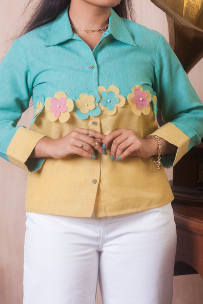 Floral Frenzy Colorblock Shirt
