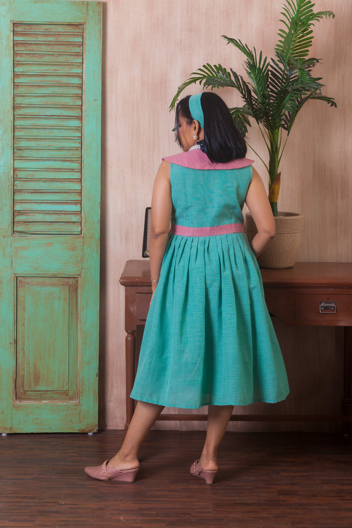 Mint Petal Wrap Midi Dress