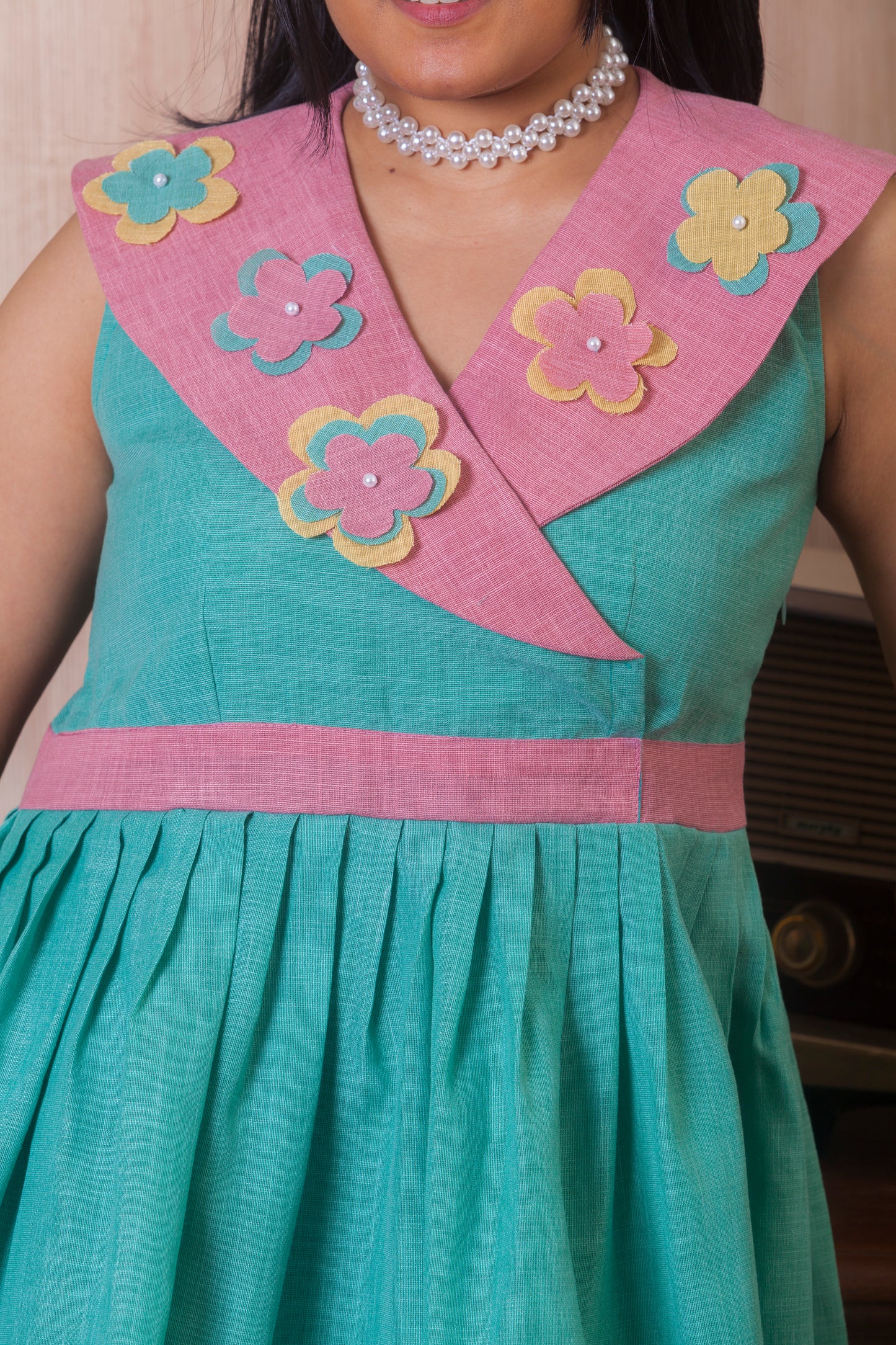 Mint Petal Wrap Midi Dress