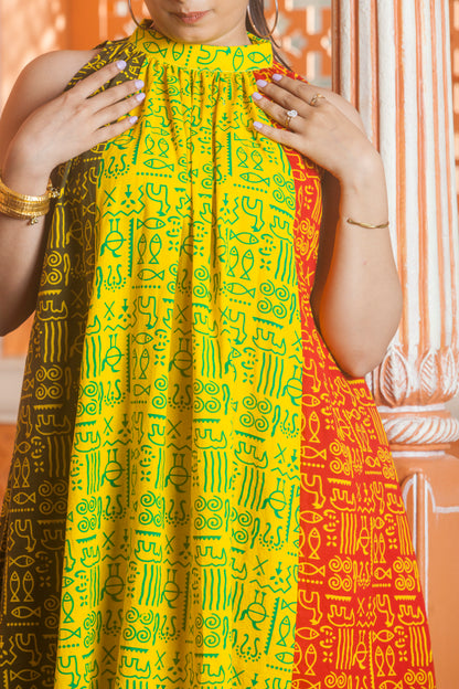 Tribal Bloom Halter Dress