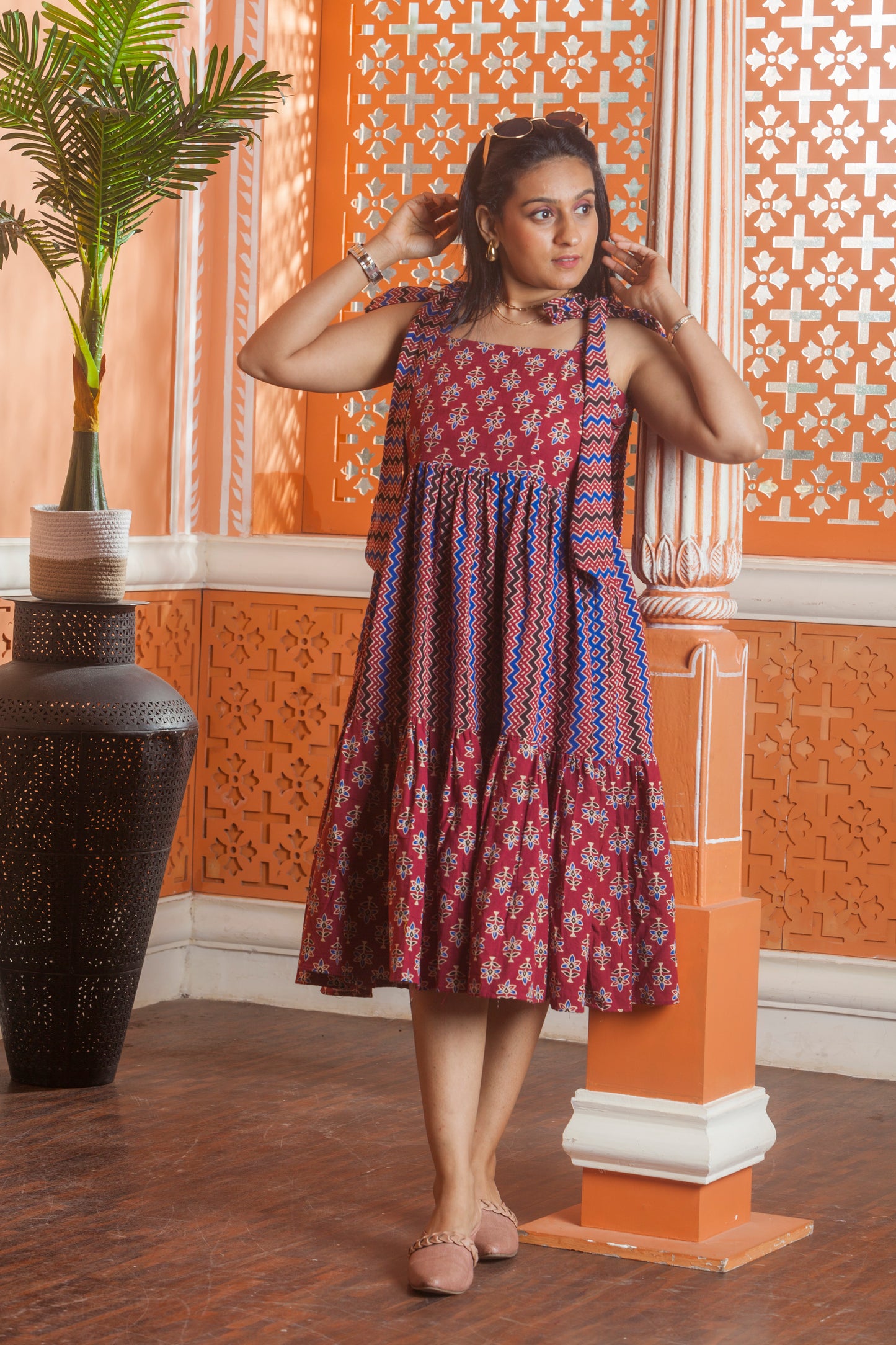 Rangrez Ajrakh Tie Dress