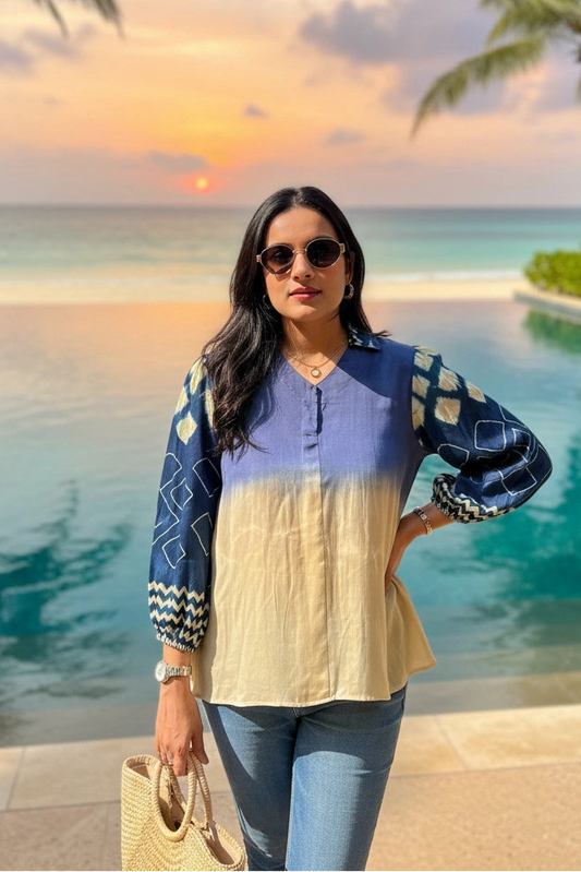 Indigo Ombre Printed Top