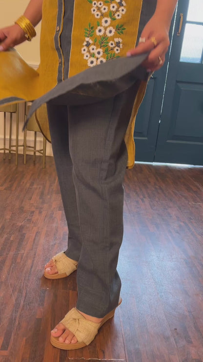 Indigo & Mustard Hand Embroidered Co-ord Set